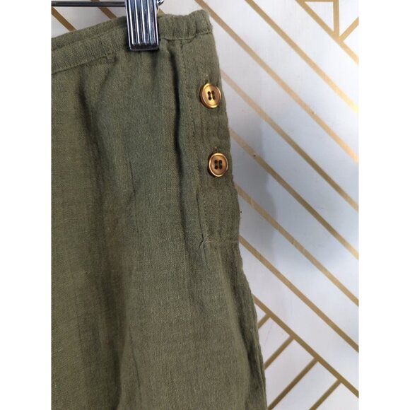 FUNKY PEOPLE Women's Green Cotton Boho Lagenlook Pants Hippie Button Size M READ - Picture 4 of 9